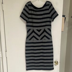 BCBG Max Azria Roslyn Black/Combo Striped Dress L